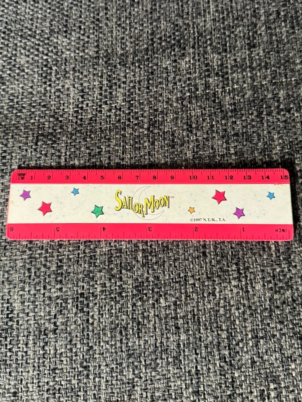 RARE Vintage 1997 Sailor Moon Pink & White Star Accent Ruler